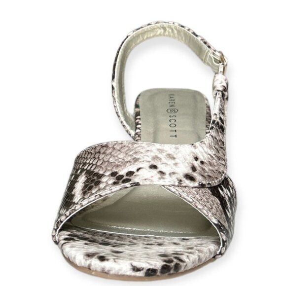 KAREN SCOTT DENA Women's Slingback Wedge Heels Dress Sandals Brown Snake Patent  - Picture 7 of 11